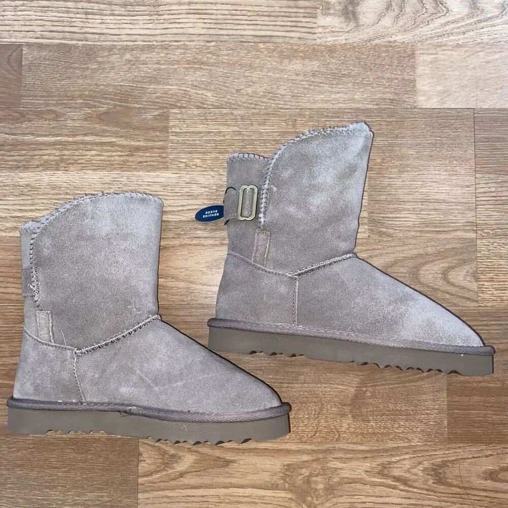 Style & Co Teenyy Suede Winter Booties Mushroom Faux Fur Lined Boots Size 5 NEW
